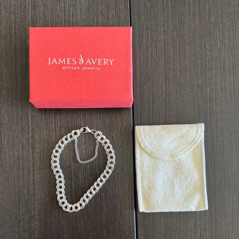 James Avery Medium Double Curb Charm BRACELET ONLY size Medium 7 3/8”